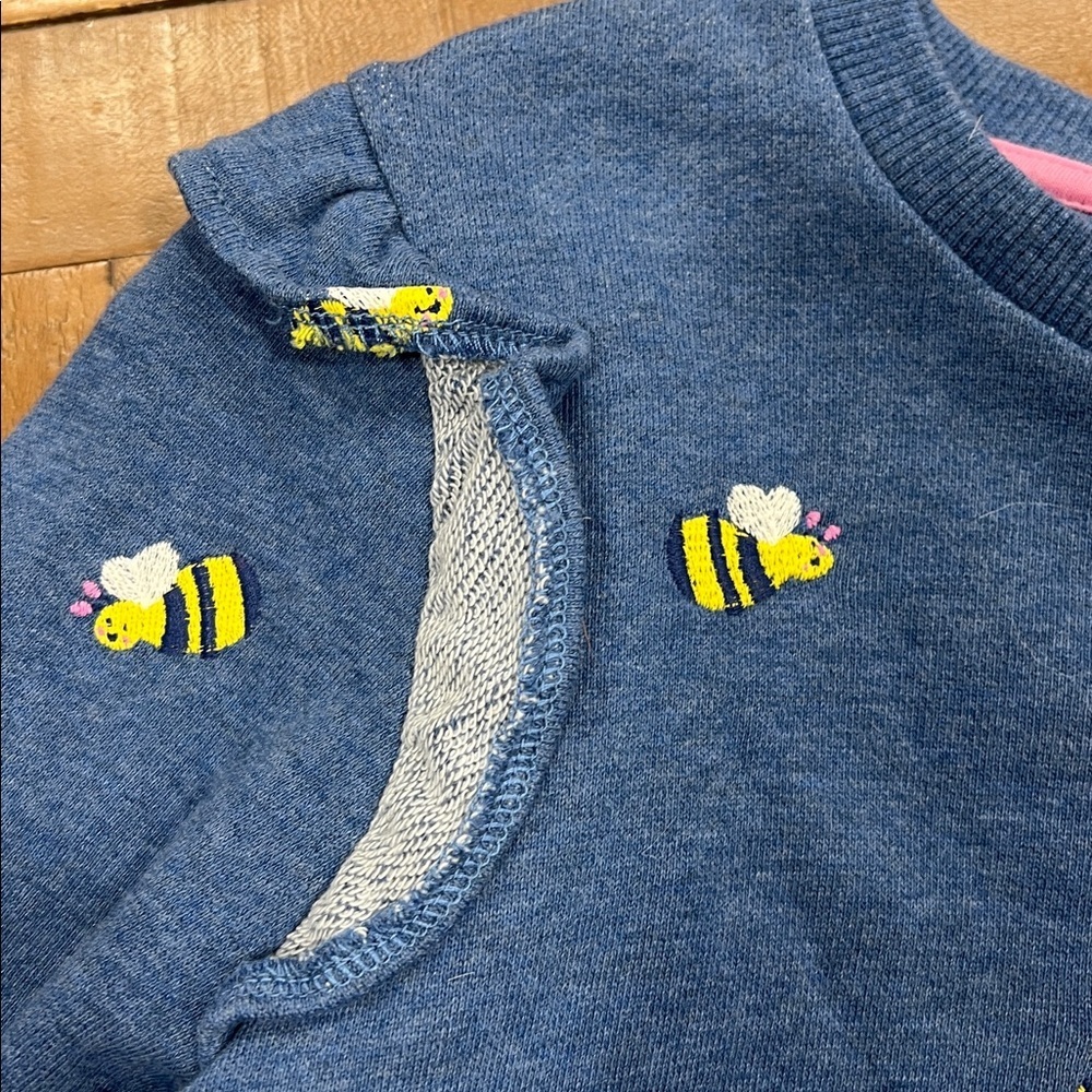 Mini Boden bumble bee embroidered tunic sweatshirt 11-12 years blue embroidered - Picture 3 of 6
